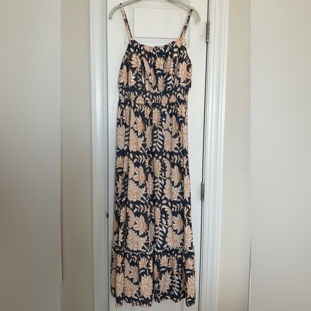Grace Karin Navy and Beige Floral Maxi Dress